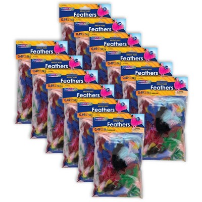 Creativity Street Turkey Plumage Feathers, Assorted Bright Hues & Sizes, 14  grams Per Pack, 12 Packs