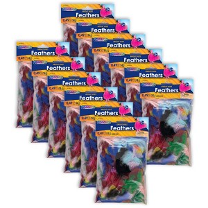 Creativity Street Turkey Plumage Feathers, Assorted Bright Hues & Sizes, 14 grams Per Pack, 12 Packs - 1 of 4