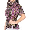 LA LEELA Women's Summer Casual Beach Hawaiian Blouses Shirt V Neck Blouse Short Sleeve Button Up Dress Tops Tee Shirts for Women - 4 of 4