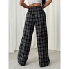 Coolmee Women's Plaid Checkered Wide Leg Pants Gingham Drawstring Elastic Waist Pajama Lounge Trousers with Pockets - 2 of 4