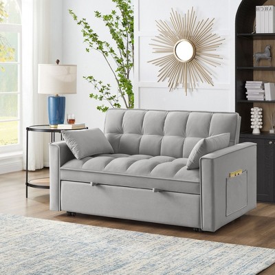 NicBex 52.5" Sofa Bed,Modern Convertible Loveseat Sofa with Adjustable Backrest & Storage Pockets,2-Seater Tufted Couch for Living Room