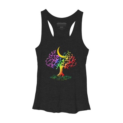 Adult Design By Humans Rainbow Pride Tree of Life By Fluffydstroyer Racerback Tank Top