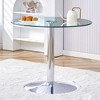 DOMETOUR 35-inch Glass Top Modern Round Dining Table with Silver Metal Legs for Dining, Living, or Meeting Rooms - 3 of 4