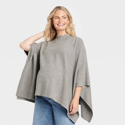 Image of Poncho Maternity Shawl Sweater - Isabel Maternity by Ingrid & Isabel™ Gray S/M