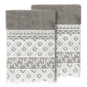 Linum Home Textiles 100% Turkish Cotton AIDEN Embellished Towel Set - 1 of 2