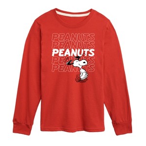 Boys' - Peanuts - Snoopy Repeat Long Sleeve Graphic T-Shirt - 1 of 4
