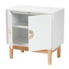 Kamana Two-Tone Wood and Metal 2 Door Storage Cabinet White/Gold/Oak Brown - Baxton Studio: Geometric Handles, Tapered Legs - 3 of 4