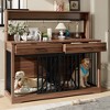 Gulches Brown Dog Crate Furniture with Drawers and Shelves for Two Dogs - 4 of 4