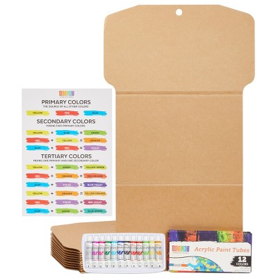 Bright Creations 24 Pieces Adult Cardboard Shirt Inserts with 12 Acrylic Paint Tubes (17 x 30 in)