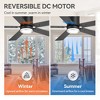 Airsurfer 52-inch Flush Mounted Ceiling Fan with Light and Remote Control 6 Speeds Ceiling Fan with 3 Colors LED Light and Light Memory Function,black - 3 of 4