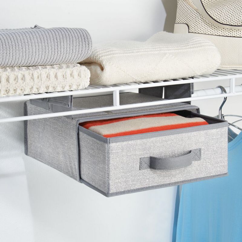 mDesign Fabric Hanging Storage Organizer with Removable Drawer, 2 Pack - Gray, 3 of 9