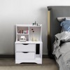 YIYIBYUS 2 Drawers Wood End Table with Storage Shelf Modern Nightstand 27" H, White - 2 of 4
