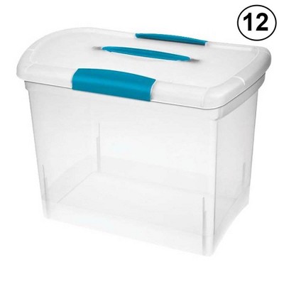 Sterilite Large Nesting ShowOffs Portable Clear File Box with Latches (12 Pack)