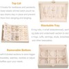 2-Layer PU Leather Jewelry Box with Removable Tray, Vintage Storage Case for Necklaces, Rings & Earrings, Apricot - 2 of 4
