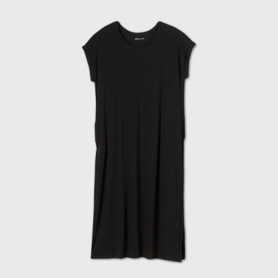 black shirt dress short sleeve