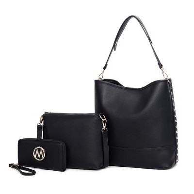 MKF Collection Wren Vegan Leather Women’s Hobo with Pouch and Wristlet Wallet by Mia K- 3 pieces
