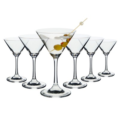Juvale 5oz Martini Glasses Set of 6 for Bar Accessories, Cocktail Stem Glasses