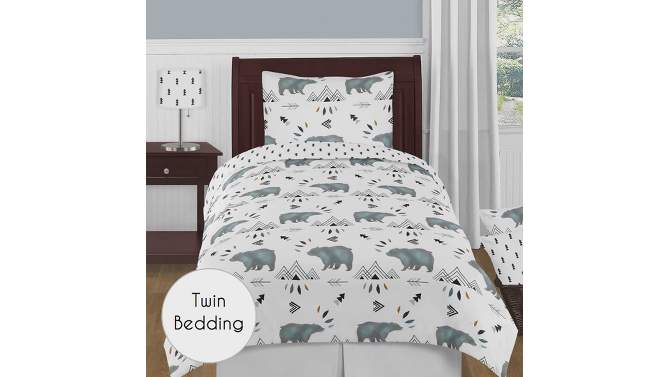 Sweet Jojo Designs Full/Queen Comforter Bedding Set Bear Mountain Blue and White 3pc, 2 of 7, play video