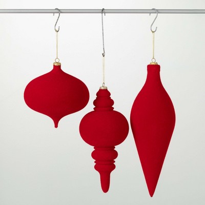 16"H  13"H & 7.75"H Sullivans Christmas Red Velvet Ornament Set of 3  Red