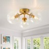 LLHZSY Modern 3-Light 18 3/25" W Semi Flush Mount Ceiling Lights With Opal Glass Shade-Gold/Black/Gold&Clear Glass - 2 of 4
