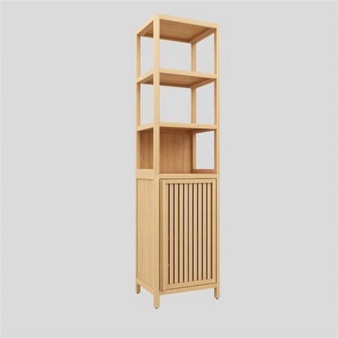 NEW sold 5-Tier Bamboo Bathroom Storage, Corner Slim Rack Cabinet Organizer Unit