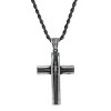 Steeltime 24" black ip stainless steel oxidized cross pendant - 2 of 4