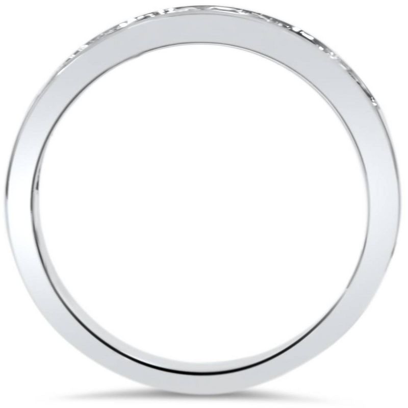 Pompeii3 1/4ct Blue Sapphire Lab Created Diamond Channel Set Wedding Ring 14K White Gold, 2 of 5