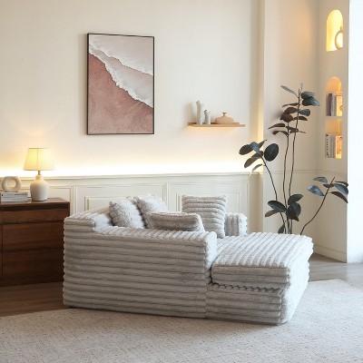 Vynxaria Oversized Chaise Lounge: Plush Upholstered Sofa Bed with Pillows & Armrests – Ultimate Comfort