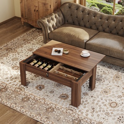 GDFStudio Marshall Multi-Functional Storage 40" W Wood Coffee Table with Combination Lock