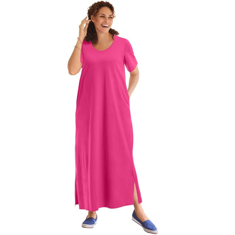 Woman Within Women's Plus Size Perfect Short-Sleeve Scoopneck Maxi Tee Dress, 1 of 2