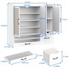 Versatile Shoe Cabinet with Adjustable Shelves, Stool, Hidden Toe-Kick Drawer & RGB Light, White Shoe Storage for Entryway, Living Room-Tanpinhause - 4 of 4