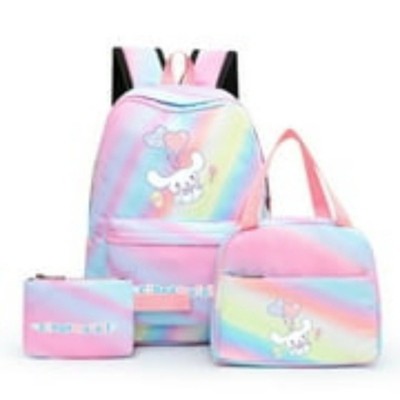 Paaaawaters Cute Pastel Rainbow Gradient Backpack Set for Kids Assorted Sizes 3-Piece