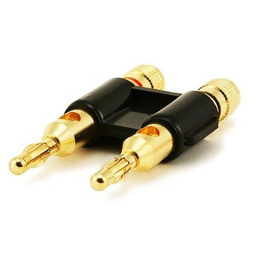 Monoprice Dual High-Quality Gold Plated Speaker Banana Plugs, Black