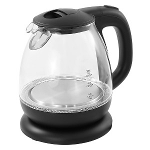 Elite Cuisine 1L Glass Electric Water Kettle - Black - 1 of 4