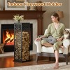 FONTOI 4ft Firewood Rack Fire Wood Storage Heavy Duty Log Rack Outdoor Indoor with Hooks Adjustable Feet Holder Warm Winter, Black, 14.8"*14.8"*44.1" - 3 of 4