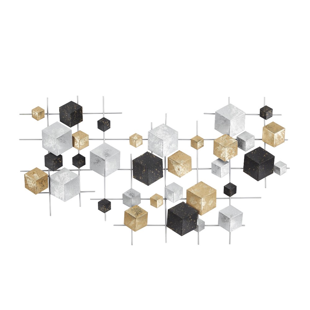 Photos - Wallpaper Metal Geometric 3D Cube Relief Wall Decor Multi Colored - CosmoLiving by Cosmopolitan