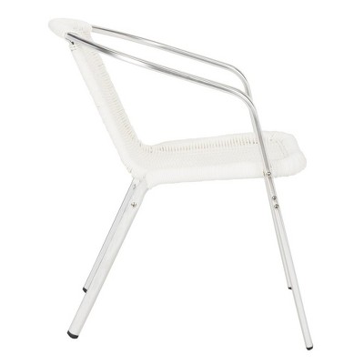 Chic White Transitional Wicker and Aluminum Arm Chair (Set of 2)