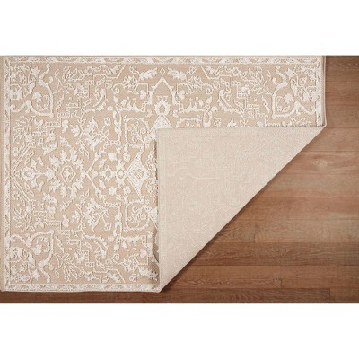 Beige and Off-White Synthetic Stain-Resistant Indoor/Outdoor Area Rug
