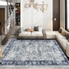 Area Rug Washable Rug Vintage Traditional Distressed Indoor Foldable Thin Retro Accent Non Slip Carpet Mat Gray Blue - 2 of 4