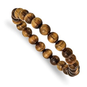 Black Bow Jewelry 8mm Neutral Color Agate Beaded Stretch Bracelet, 6.75 Inch - 1 of 4