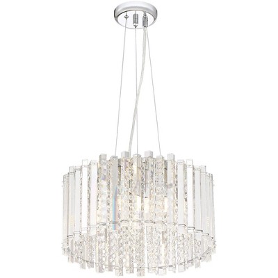 Modern Chrome and Crystal 19" LED Pendant Drum Light