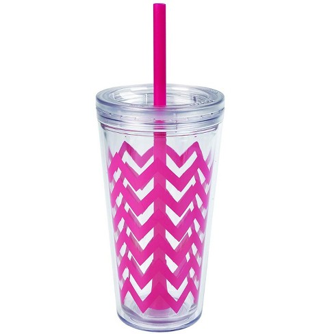 22oz Double Wall Stainless Steel Outer And Pp Inner Straw Tumbler Pink -  Room Essentials™ : Target