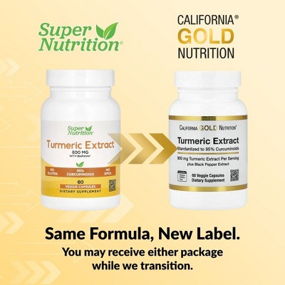 California Gold Nutrition Turmeric Extract with 95% Curcuminoids, and BioPerine® Black Pepper Extract, 60 Veggie Capsules