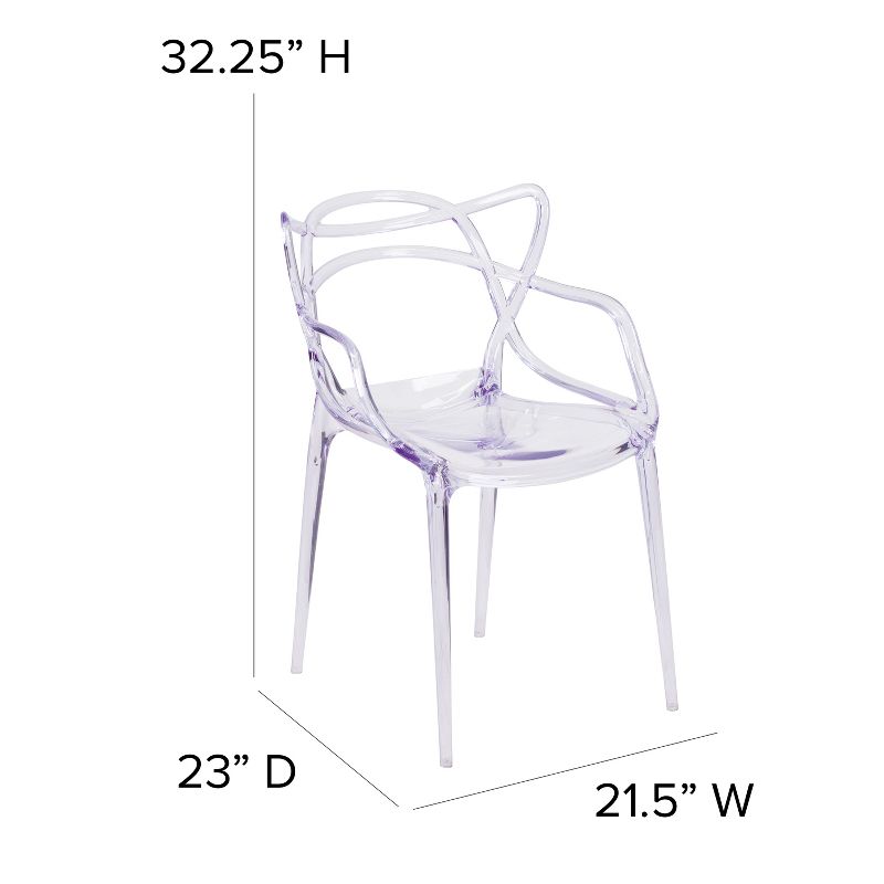 Emma and Oliver 4 Pack Transparent Fluid Style Stacking Side Chair - Accent & Side Chair, 4 of 12