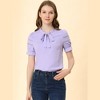 INSPIRE CHIC Women's Bow Tie Collar Elegant Office Short Sleeve Blouse - 2 of 4