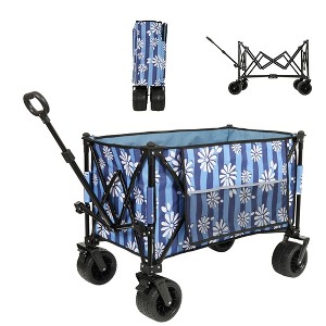 HTUTWOO Capacity Convertible Folding Wagon, Collapsible Wagon Cart, 500lbs Capacit, with Big All-Terrain Beach Wheels & Drink Holders - 1 of 4