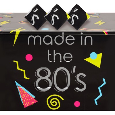 Sparkle and Bash 3 Pack Disposable 80s Table Cover for Retro Neon Theme Party Decorations, 54x108 In