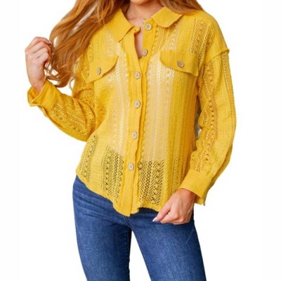 Women's Sweeter Than Nectar Lace Button Down - VERY J