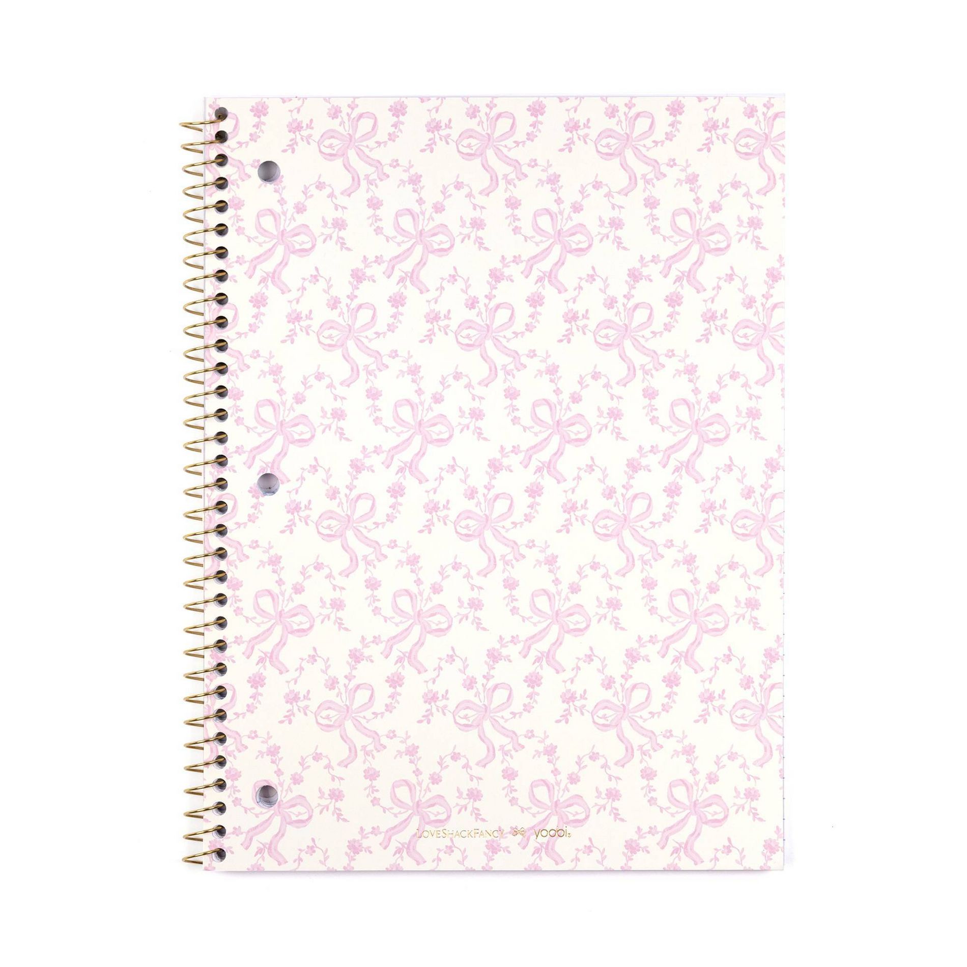 LoveShackFancy x Target - Yoobi Coquette Bow College Ruled 1 Subject Notebook 8"x 10.5" Chantilly