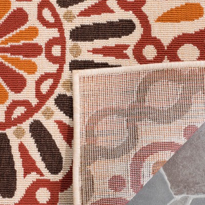 Veranda Creme and Red Geometric Indoor/Outdoor Rug